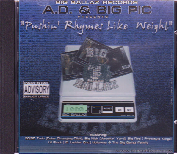 A.D. & Big Pic - Pushin' Rhymes Like Weight (CD, Album) (Near Mint (NM or M-))