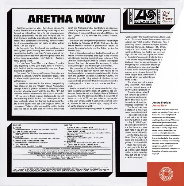 Aretha Franklin - Aretha Now (LP, Album, Mono, Club, RE, RM, 180) (Very Good Plus (VG+)) (Very Good Plus (VG+)) - Image 3