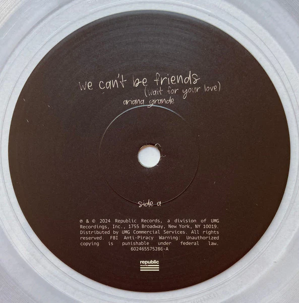 Ariana Grande - We Can't Be Friends (Wait For Your Love) (7", Single, Ltd, Cle) (Very Good Plus (VG+)) (Very Good Plus (VG+)) - Image 3