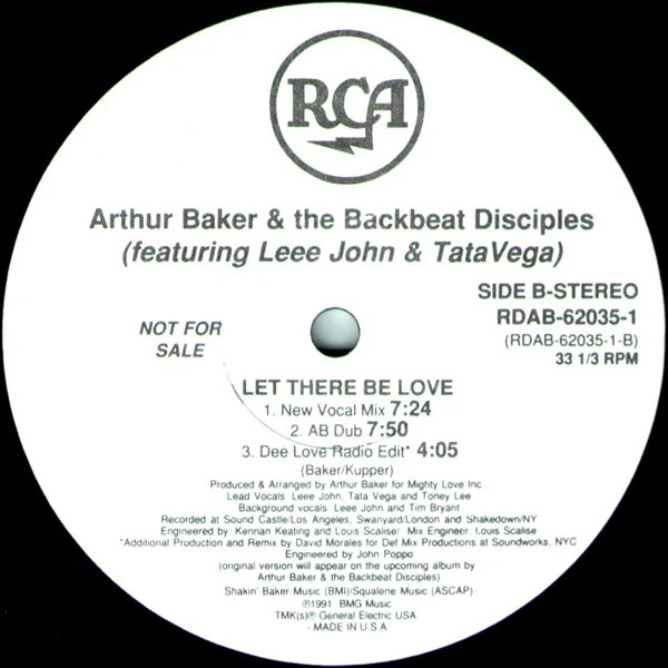 Arthur Baker And The Backbeat Disciples - Let There Be Love (12", Promo) (Very Good Plus (VG+)) - Image 3