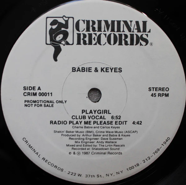 Babie & Keyes - Playgirl (12", Promo) (Very Good Plus (VG+)) - Image 3