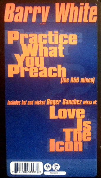 Barry White - Practice What You Preach (The R&B Mixes) / Love Is The Icon (Roger Sanchez Mixes) (12") (Very Good Plus (VG+)) (Very Good Plus (VG+)) - Image 4
