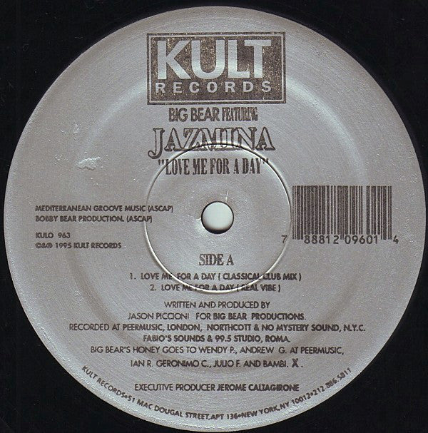 Big Bear Featuring Jazmina - Love Me For A Day (12") (Very Good Plus (VG+)) - Image 2