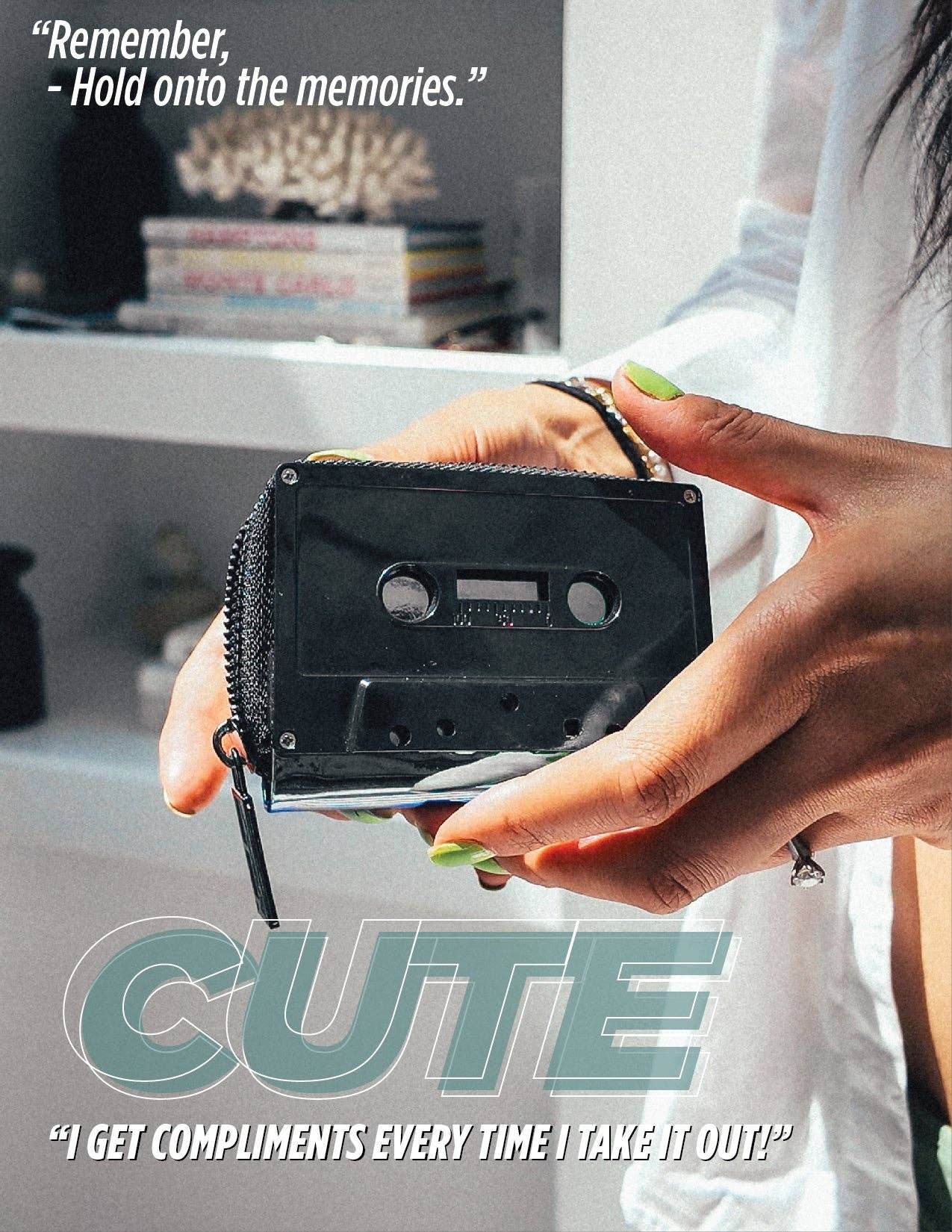 Black Chrome Cassette Tape Wallet | Cute Retro Music Gifts - Image 4