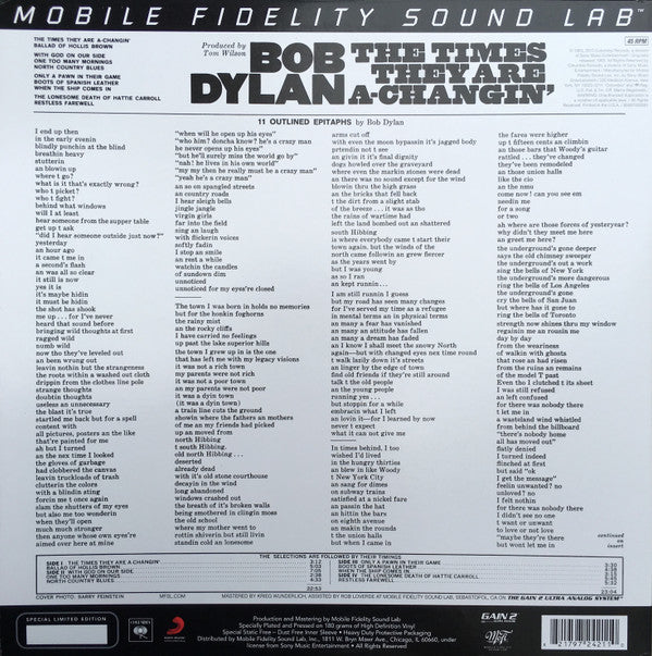 Bob Dylan - The Times They Are A-Changin' (2x12", Album, Ltd, Num, RE, RM, S/Edition) (Near Mint (NM or M-)) (Near Mint (NM or M-)) - Image 2