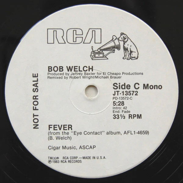 Bob Welch - Fever (12", Single, Promo) (Very Good Plus (VG+)) - Image 2