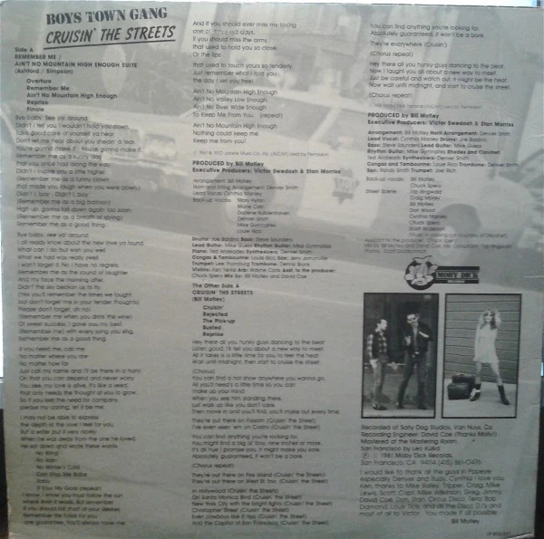 Boys Town Gang - Cruisin' The Streets (LP, Album, RE, RP) (Very Good Plus (VG+)) - Image 2