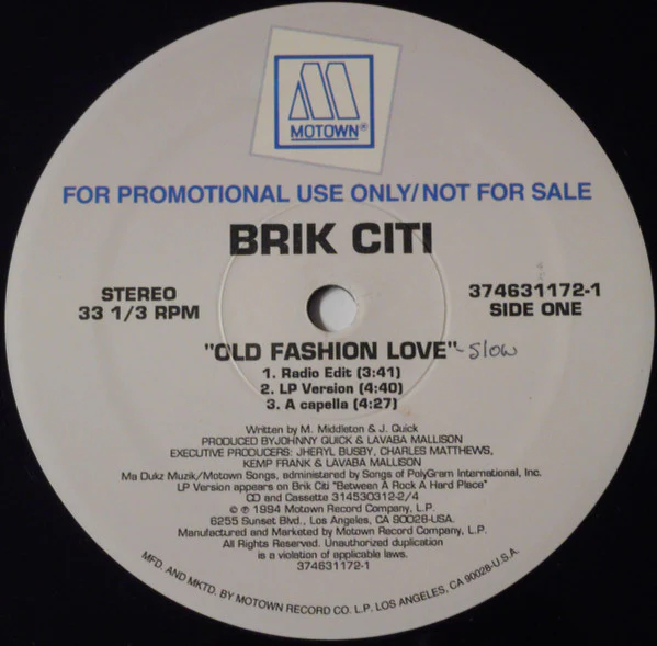 Brik Citi - Old Fashion Love (12", Promo) (Very Good Plus (VG+))