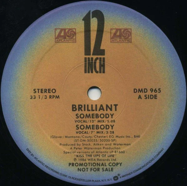 Brilliant - Somebody (12", Promo) (Very Good Plus (VG+))