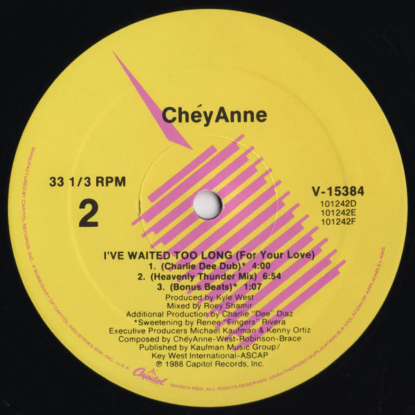 ChéyAnne - I've Waited Too Long (For Your Love) (12") (Very Good Plus (VG+)) - Image 2