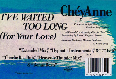ChéyAnne - I've Waited Too Long (For Your Love) (12") (Very Good Plus (VG+)) - Image 3