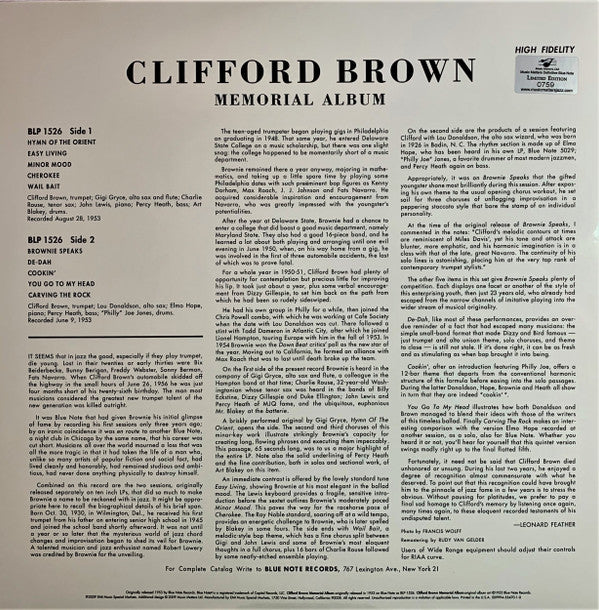 Clifford Brown - Memorial Album (2x12", Comp, Mono, Ltd, P/Mixed, RE, RM, Gat) (Near Mint (NM or M-)) (Very Good Plus (VG+)) - Image 4