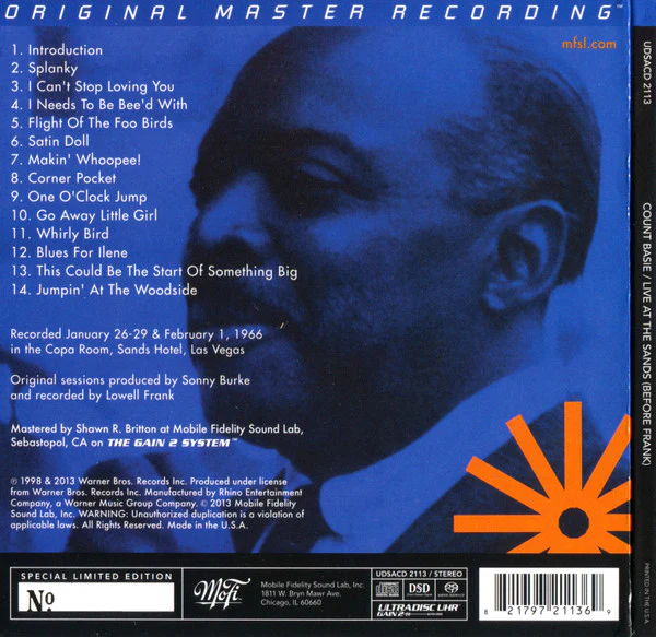 Count Basie - Live At The Sands (Before Frank) (SACD, Hybrid, Album, Ltd, Num, S/Edition) (Near Mint (NM or M-)) - Image 4