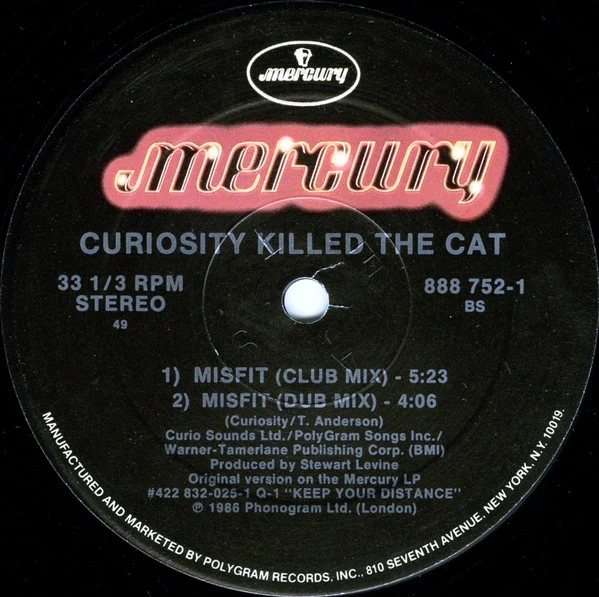 Curiosity Killed The Cat - Misfit (12", Single, 49) (Very Good (VG)) - Image 2