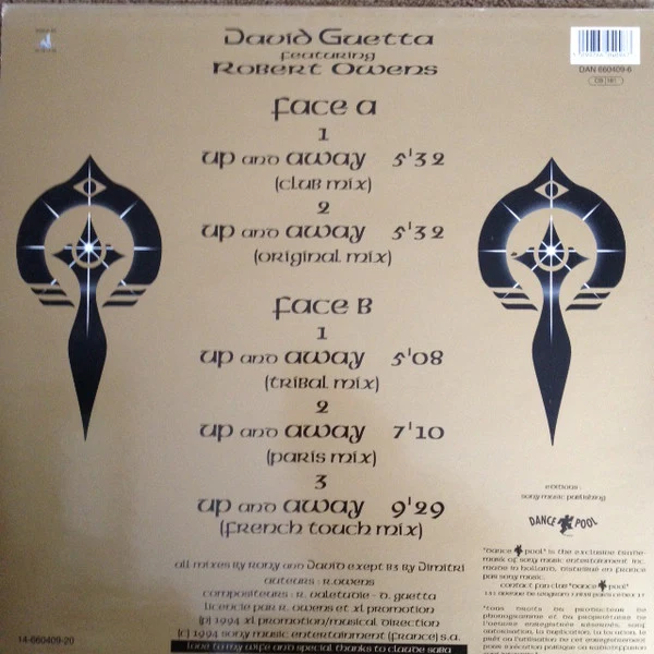 David Guetta Featuring Robert Owens - Up And Away (12", Maxi) (Very Good Plus (VG+)) (Very Good Plus (VG+)) - Image 2
