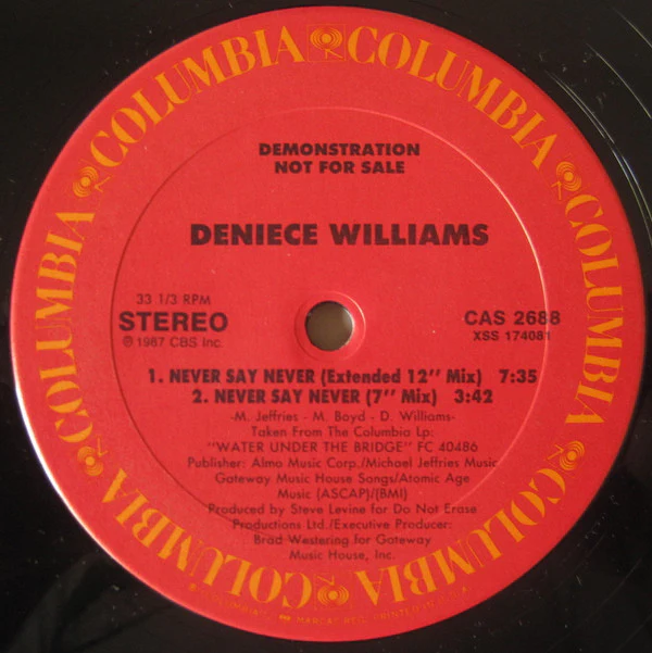 Deniece Williams - Never Say Never (12", Promo) (Very Good Plus (VG+)) - Image 2