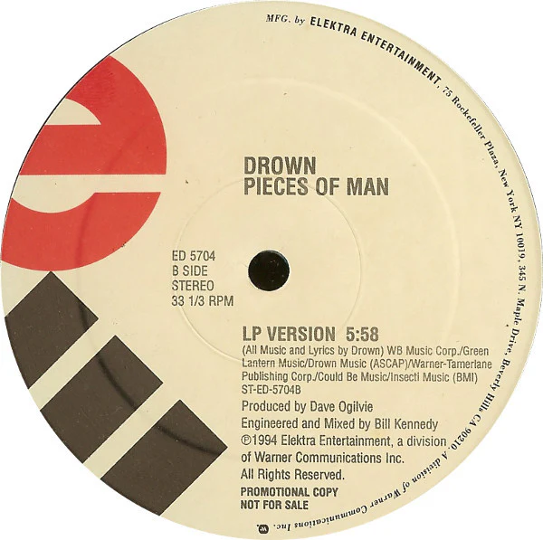 Drown - Pieces Of Man (12", Promo) (Very Good Plus (VG+)) - Image 2