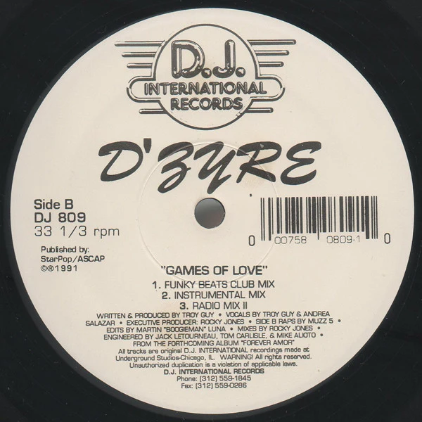 D'Zyre - Games Of Love (12") (Very Good Plus (VG+)) (Generic) - Image 2
