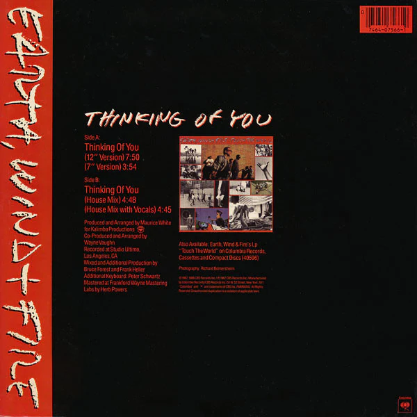 Earth, Wind & Fire - Thinking Of You (12" Mixes) (12") (Very Good Plus (VG+)) - Image 2