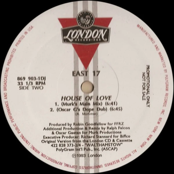 East 17 - House Of Love (12", Promo) (Very Good Plus (VG+)) (Very Good Plus (VG+)) - Image 2