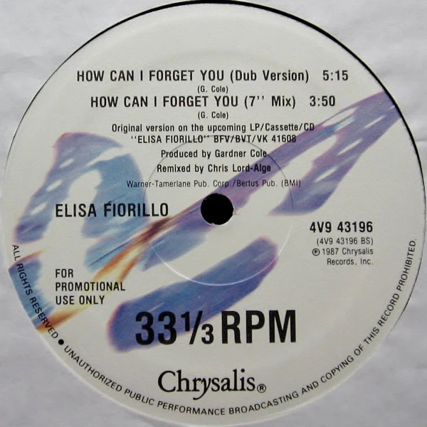 Elisa Fiorillo - How Can I Forget You (12", Promo) (Very Good Plus (VG+)) - Image 3