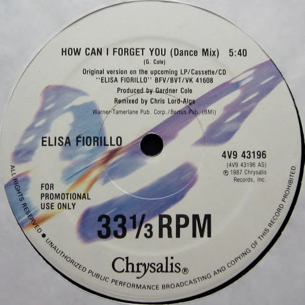 Elisa Fiorillo - How Can I Forget You (12", Promo) (Very Good Plus (VG+)) - Image 4