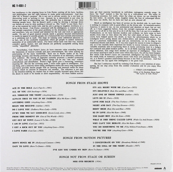 Ella Fitzgerald - Sings The Cole Porter Song Book (3xLP, Album, Mono, RE, RM, Box) (Very Good Plus (VG+)) (Very Good Plus (VG+)) - Image 2