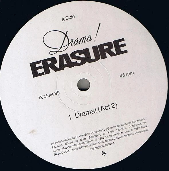 Erasure - Drama! (12", Single, MPO) (Very Good Plus (VG+)) - Image 3