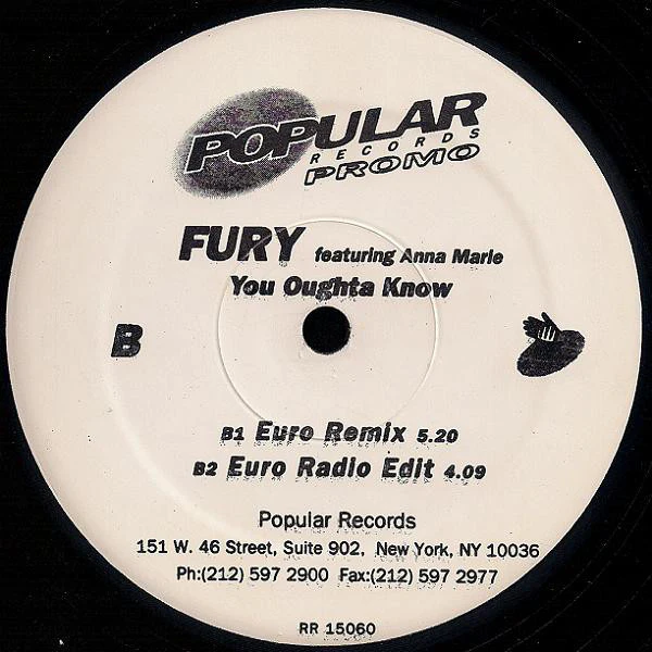 Fury - You Oughta Know (12", Promo) (Very Good Plus (VG+)) - Image 2
