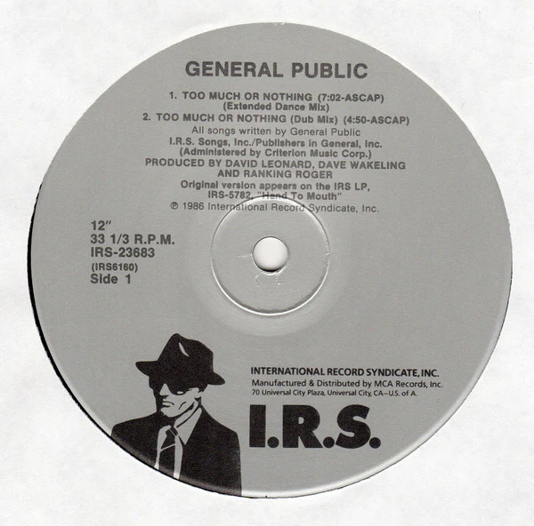 General Public - Too Much Or Nothing (Extended Mix) (12", Pin) (Very Good Plus (VG+)) - Image 3