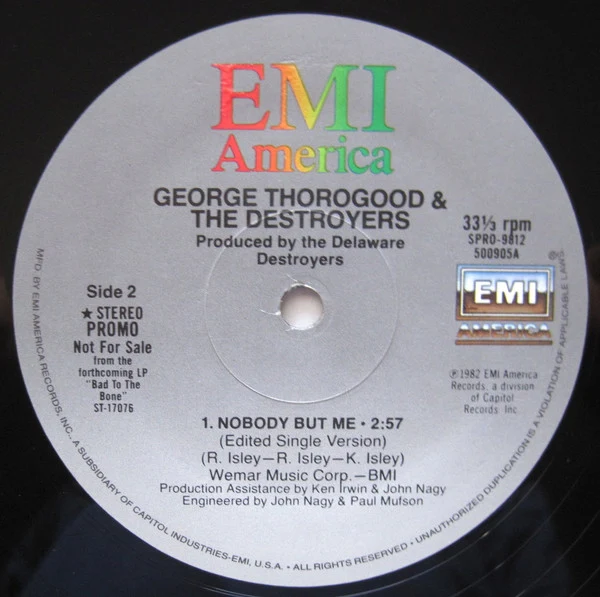 George Thorogood & The Destroyers - Nobody But Me (12", Single, Promo) (Very Good Plus (VG+)) - Image 4