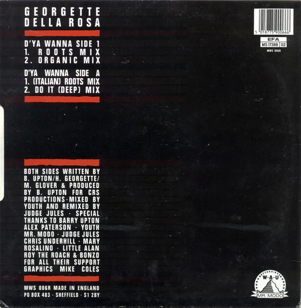 Georgette Della Rosa - D'ya Wanna (Judge Jules Remixes) (12") (Very Good Plus (VG+)) (Very Good Plus (VG+)) - Image 2