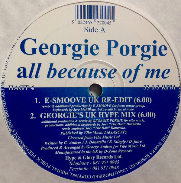 Georgie Porgie - All Because Of Me (2x12") (Very Good Plus (VG+)) (Very Good Plus (VG+)) - Image 2
