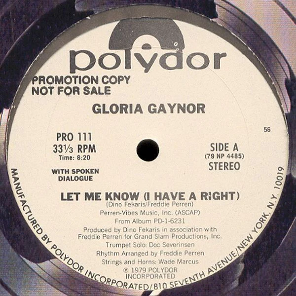 Gloria Gaynor - Let Me Know (I Have A Right) (12", Promo) (Very Good Plus (VG+))