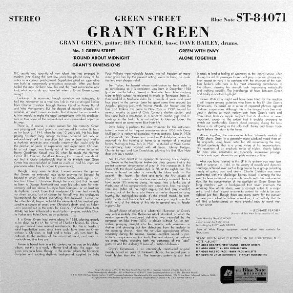 Grant Green - Green Street (2x12", Album, Ltd, Num, RE, RM, 180) (Very Good Plus (VG+)) (Very Good Plus (VG+)) - Image 2