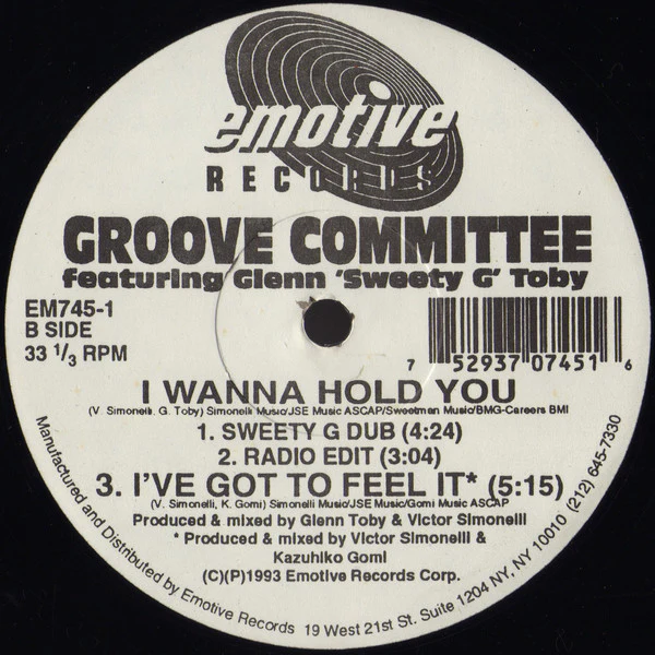 Groove Committee Featuring Glenn 'Sweety G' Toby* - I Wanna Hold You (12") (Near Mint (NM or M-)) (Very Good Plus (VG+)) - Image 4
