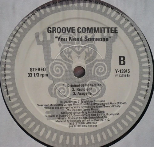 Groove Committee - You Need Someone (12") (Very Good Plus (VG+)) (Very Good Plus (VG+)) - Image 3