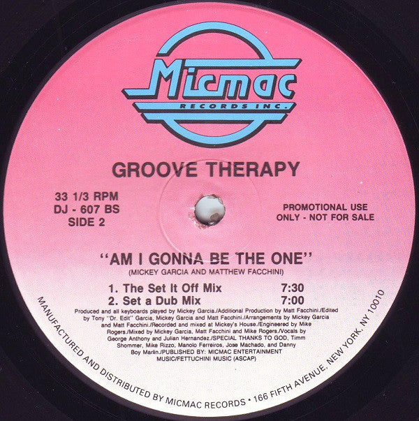 Groove Therapy  - Am I Gonna Be The One (12", Promo) (Very Good Plus (VG+)) (Generic) - Image 2