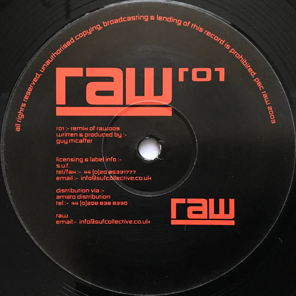 Guy McAffer - RAW R01 (12") (Very Good (VG))