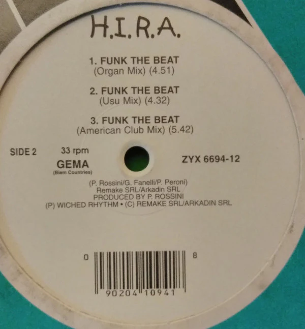 H.I.R.A. - Funk The Beat (12") (Very Good Plus (VG+)) - Image 2