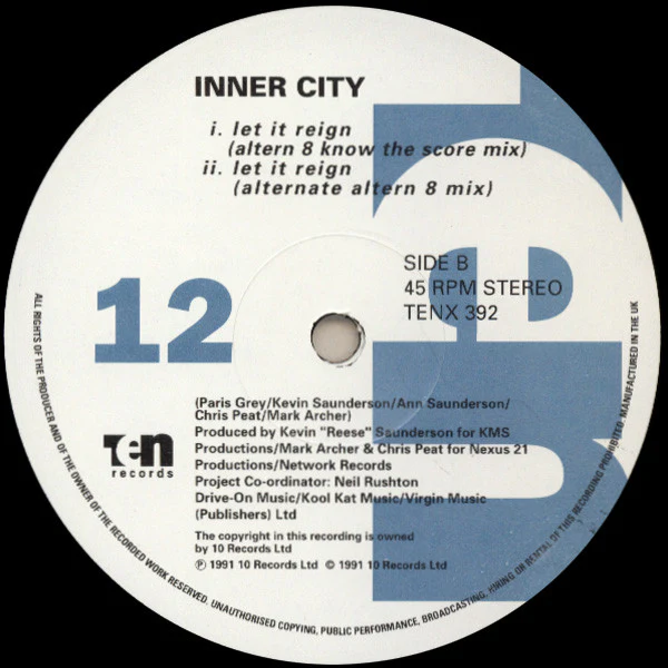 Inner City - Let It Reign (12", Single) (Very Good Plus (VG+)) (Very Good Plus (VG+)) - Image 4