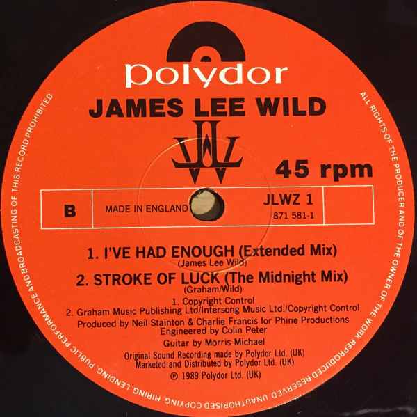 James Lee Wild - Stroke Of Luck (12", Single) (Very Good Plus (VG+)) - Image 4