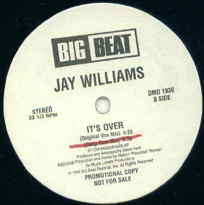 Jay Williams - It's Over (12", Promo) (Very Good Plus (VG+)) - Image 2