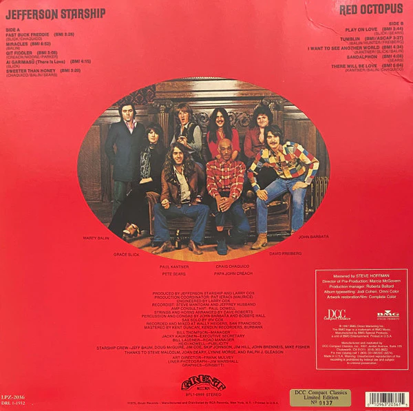 Jefferson Starship - Red Octopus (LP, Album, Ltd, Num, RE, RM, 180) (Near Mint (NM or M-)) (Very Good Plus (VG+)) - Image 3