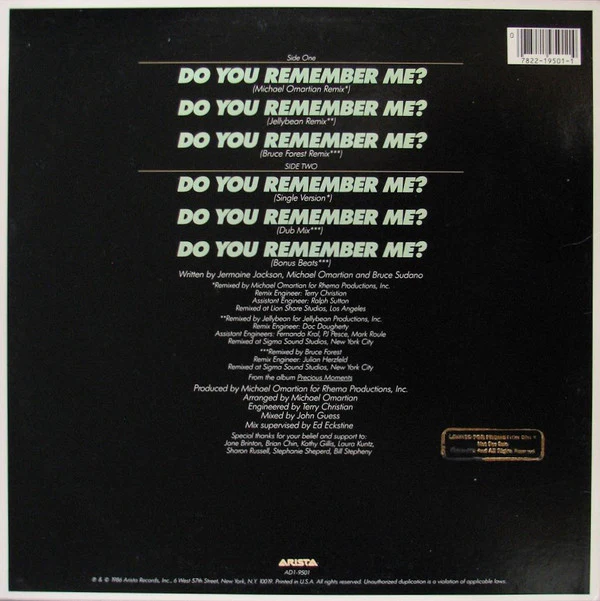 Jermaine Jackson - Do You Remember Me? (12", Promo) (Very Good Plus (VG+)) - Image 2