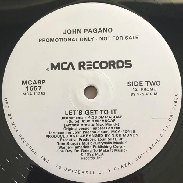 John Pagano - Let's Get To It (12", Promo) (Very Good Plus (VG+)) (Generic) - Image 2