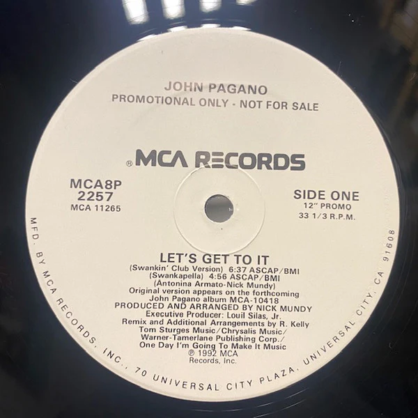 John Pagano - Let's Get To It (12", Single, Promo) (Very Good Plus (VG+)) (Generic) - Image 2