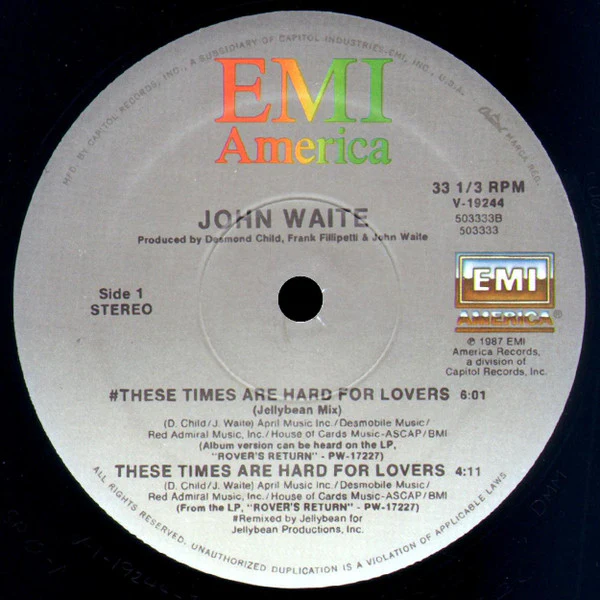 John Waite - These Times Are Hard For Lovers (12", Single) (Very Good Plus (VG+)) - Image 3