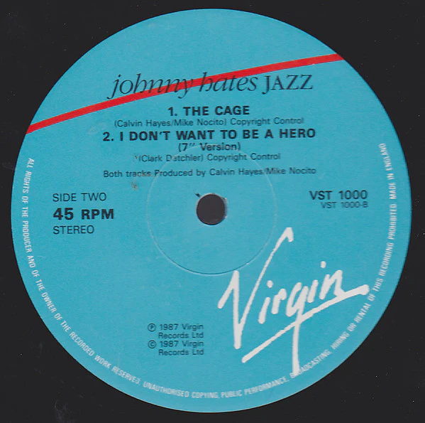 Johnny Hates Jazz - I Don't Want To Be A Hero (12", Single) (Very Good Plus (VG+)) (Very Good Plus (VG+)) - Image 4