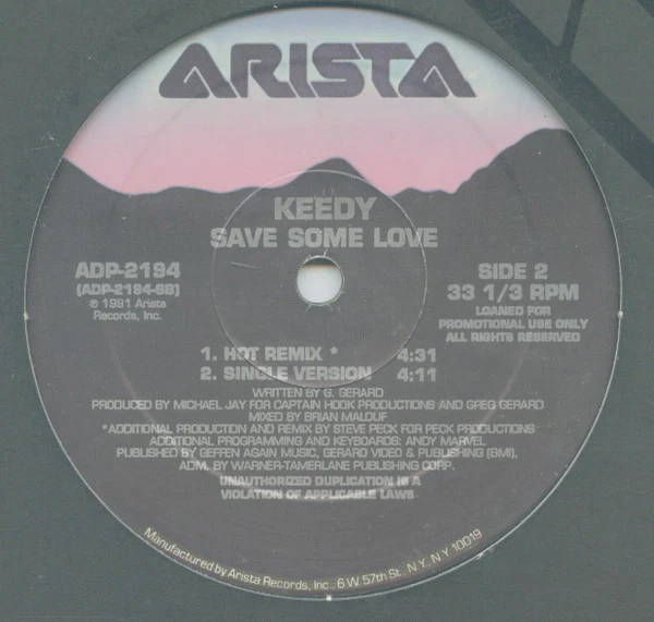 Keedy - Save Some Love (12", Promo) (Very Good Plus (VG+)) (Very Good Plus (VG+)) - Image 2